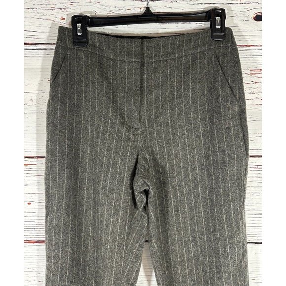 J Crew Wool Trousers Pants Womens Size 4 Grey Pinstripe Career Cropped Pockets - Picture 3 of 10